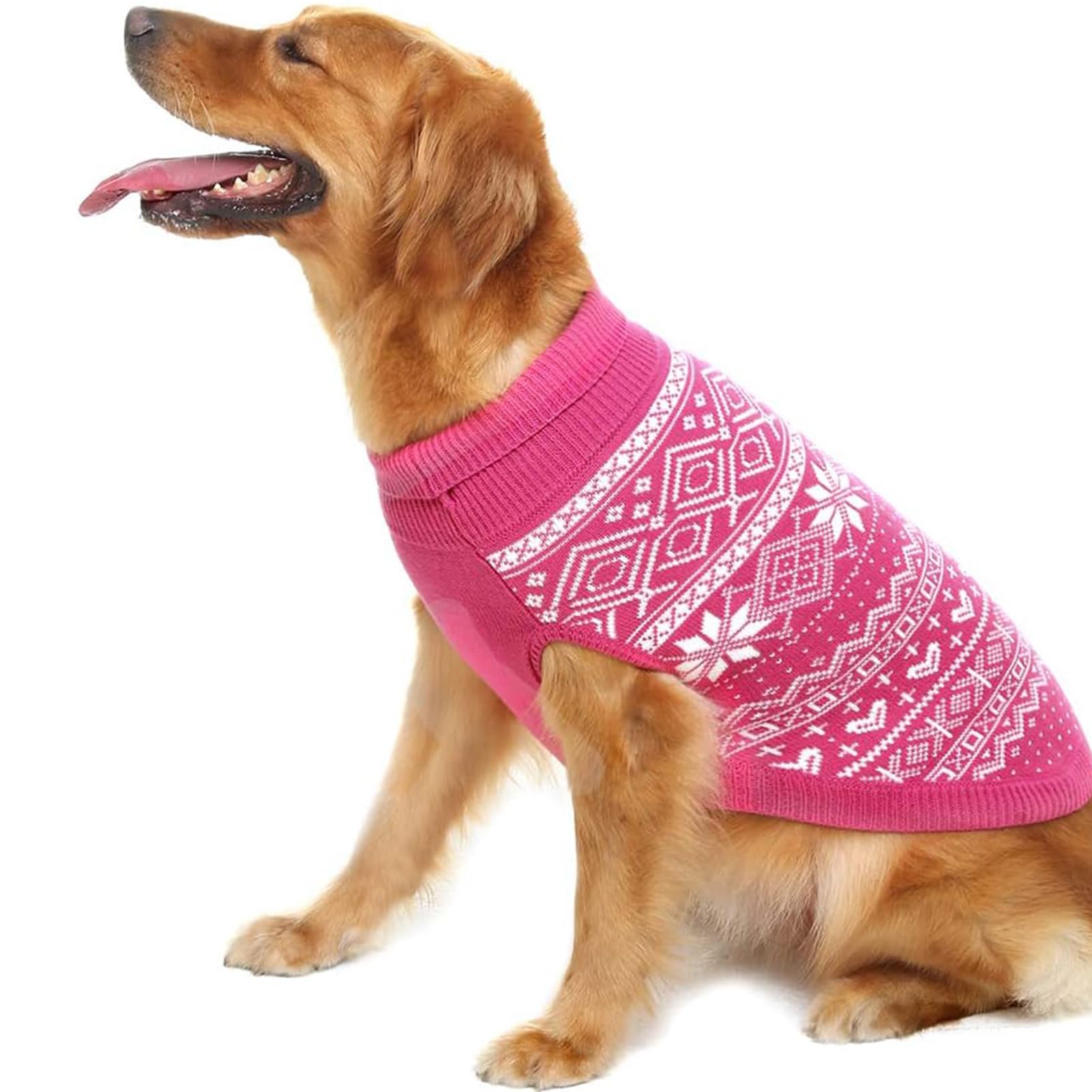 HOMIMP Suéter para Perro Argyle - Suéter cálido de Invierno para Cachorros, Abrigo Suave, suéter Feo para Perros pequeños, medianos y Grandes, Ropa para Mascotas, niño y niña, Color Rosa