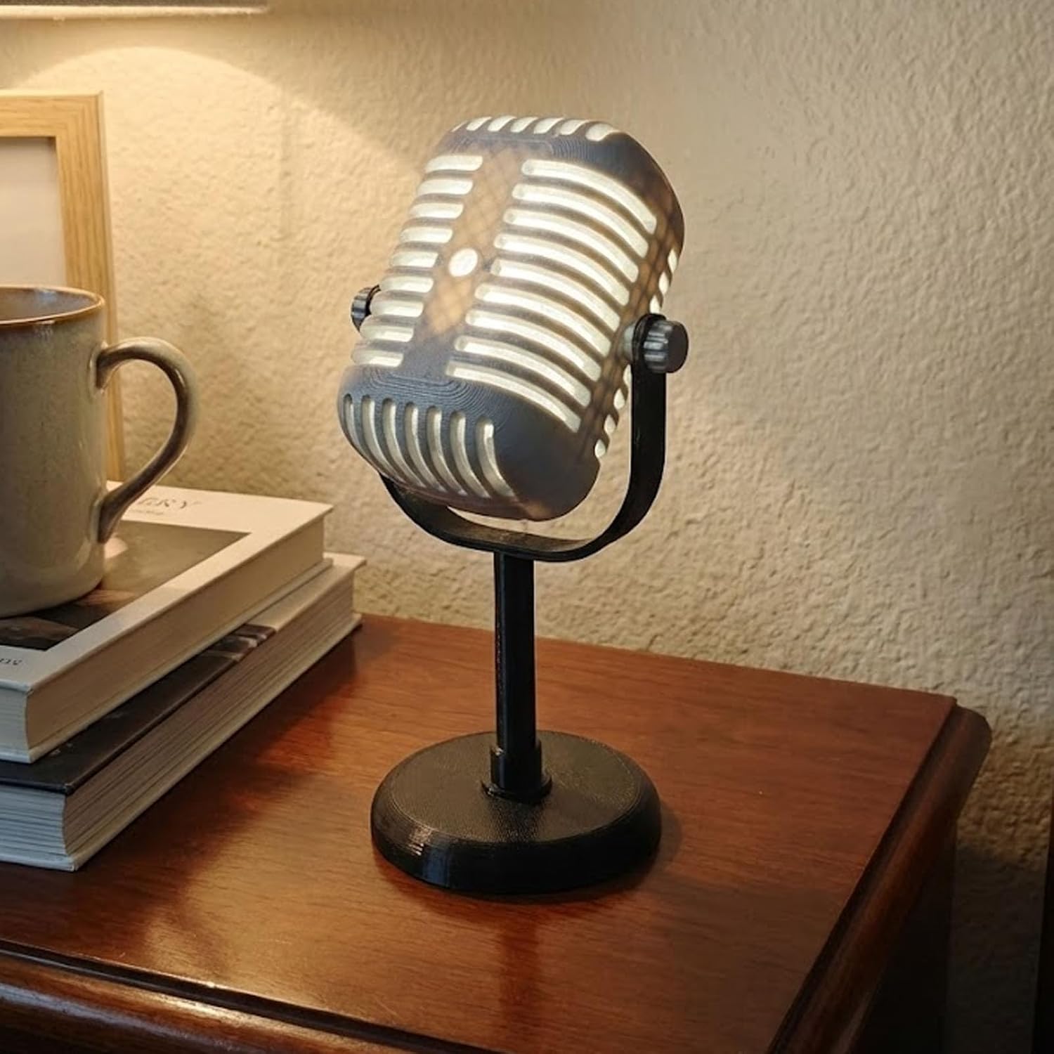 Microphone Night Light - LED Lamp, Decorative Desk Light for Bedroom Kids Room Living Room Bar, Birthday Christmas Gift