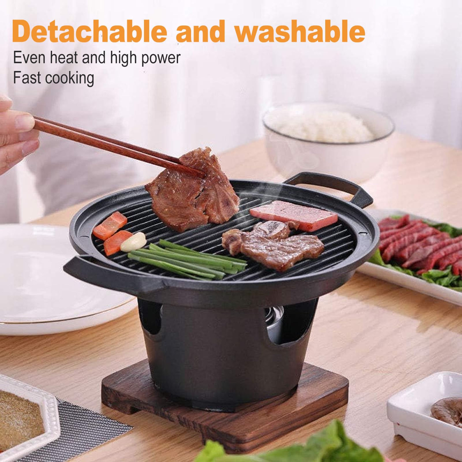 Pilipane Portable BBQ Grill, Portable Charcoal Grill, Household Mini Smokeless Barbecue Grill Charcoal Stove BBQ Accessories Korean BBQ Grill Pan for Home 10 2x8 3x4 9in