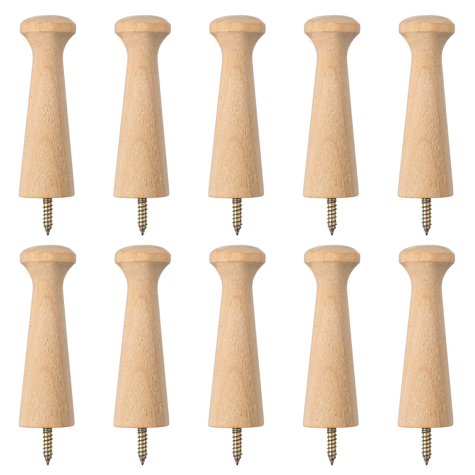 10 PCS Wooden Shaker Peg Screw Wooden Pegs 9.2 cm Unfinished Wood Shaker Racks for Hanging Clothes Hats Towel Paint DIY(Wood Color)