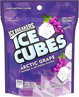 ICE BREAKERS Ice Cubes Arctic Grape Sugar Free Chewing Gum Pouch, 8.11 Oz (100 Pieces)
