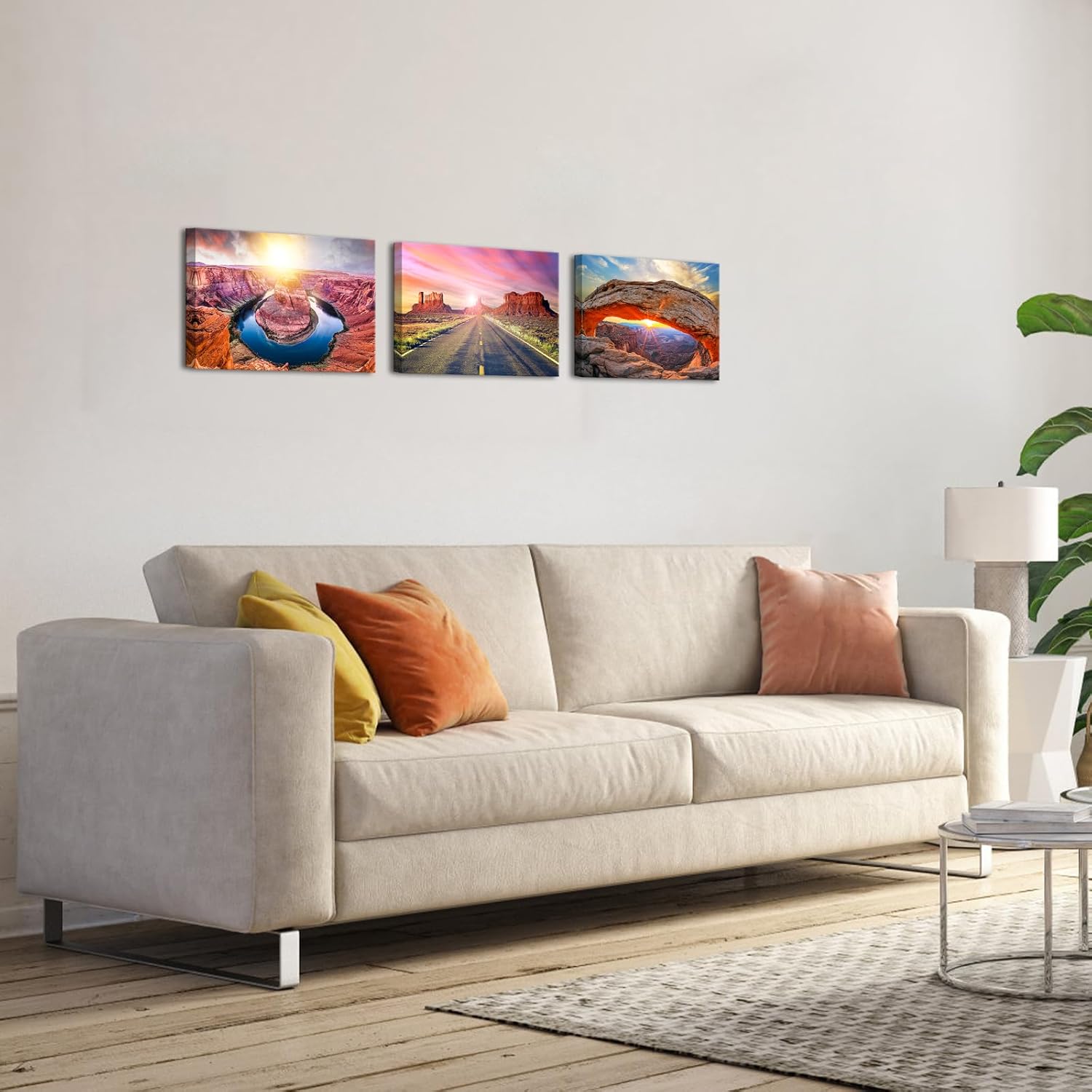 NutArtPic National Park Canvas Wall Art Sunrise At Mesa Arch In Canyonlands Picture Prints Grand Canyon Artwork Nature Landscape Wall Decor Framed 12"x16"x3 Panels