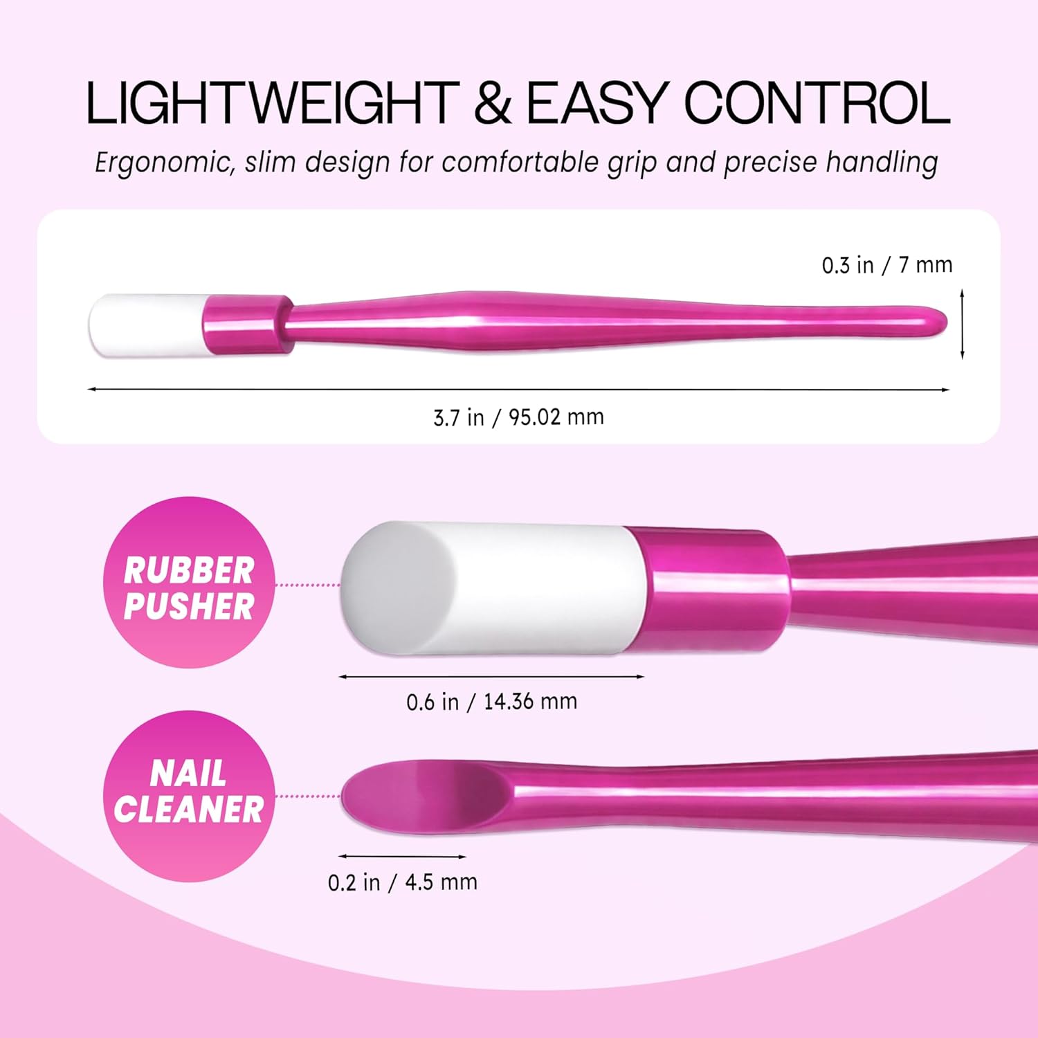Pana® USA (10 Packs of 10pcs = 100 Pieces) Plastic Cuticle Pusher Hard Rubber Tipped Nail Art Tool Cleaner Remover