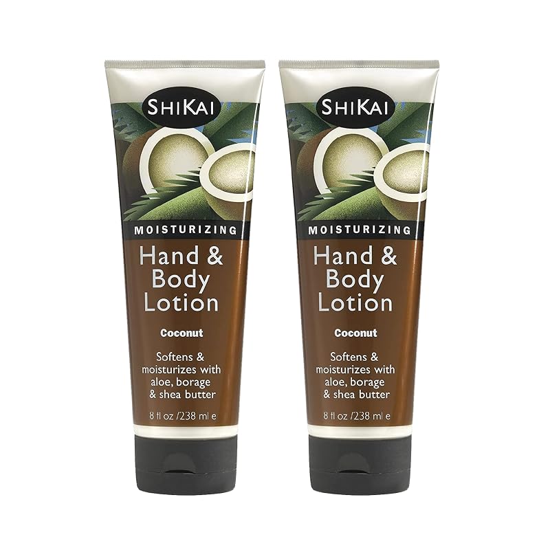 Loção para Mãos e Corpo ShiKai Coconut, Pacote com 2, 240 mL cada