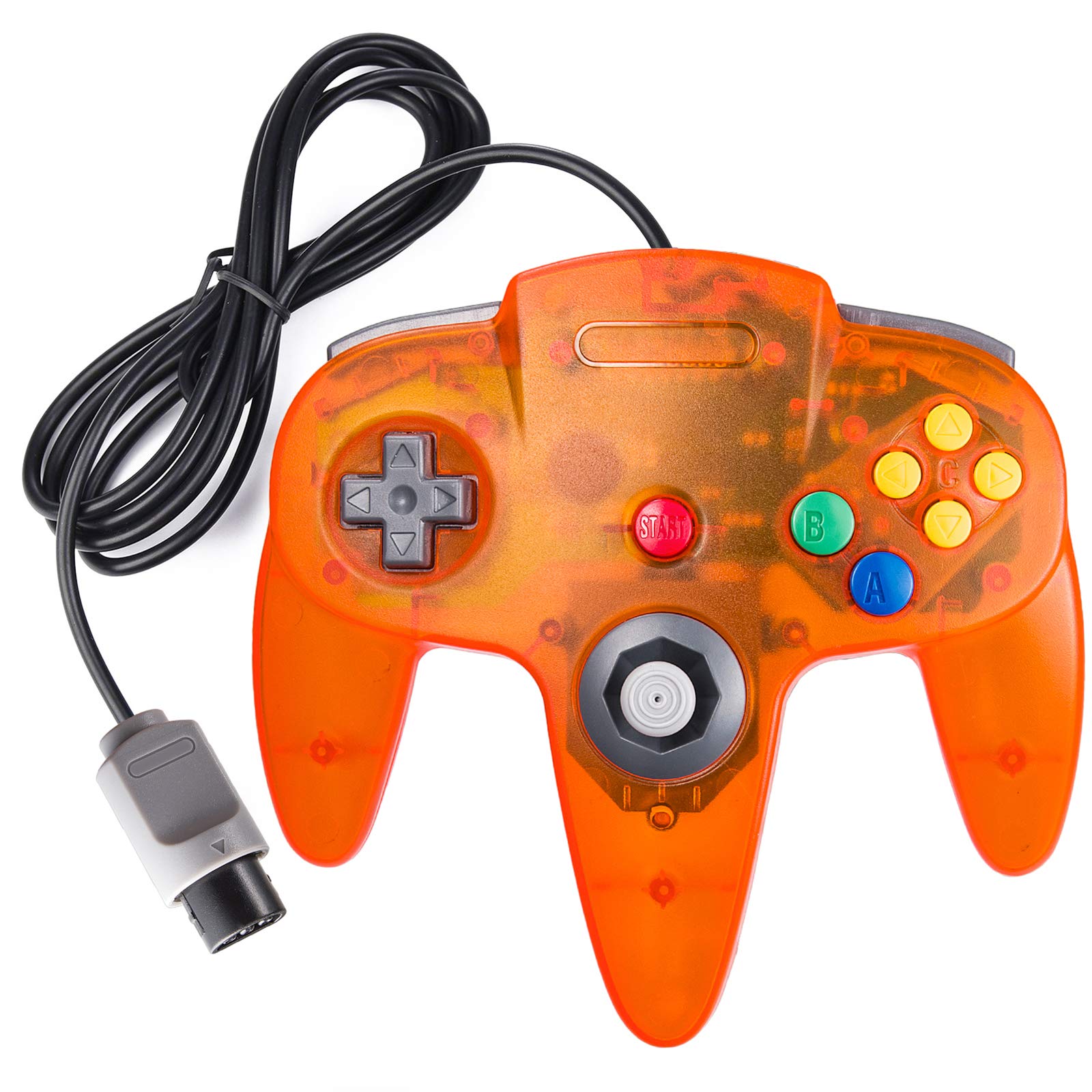 Classic Controller Wired Game Controller Retro Joystick for N64 Console N64 Gamepad(Clear Orange)