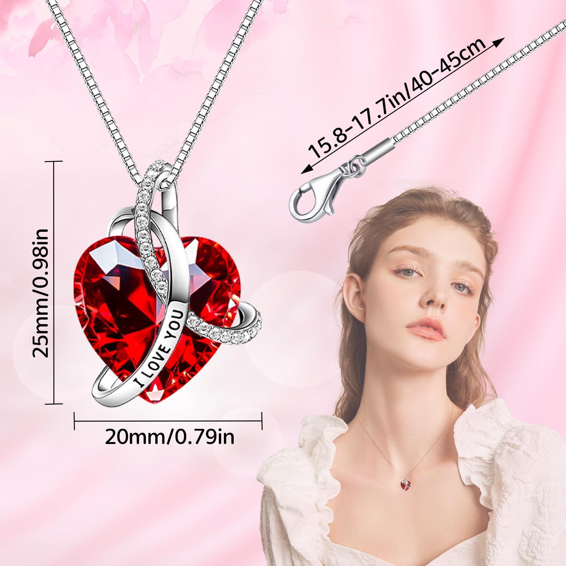 Rosa Eterna Con Collar De Corazón - Regalo Para Mujer En San Valentín O Aniversario, Caja Acrílica
