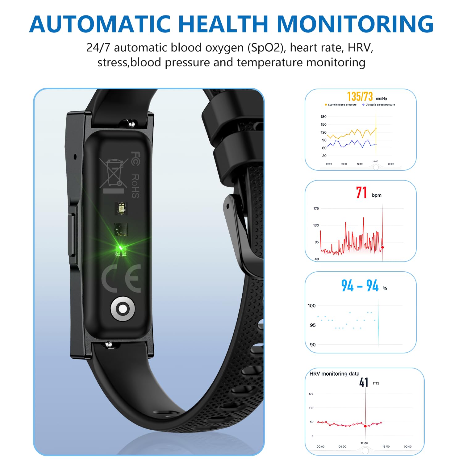 Podomètre Montre Fitness Tracker 170 modes de sport (D-B)