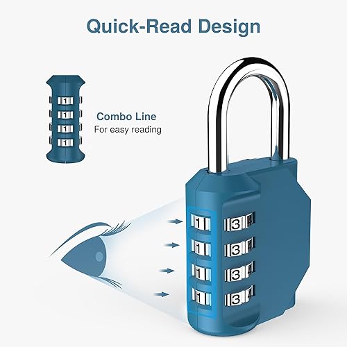 Miniatura 3 de Puroma Paquete de 2 Candados de Combinación para Casillero de 4 Dígitos Impermeables para Exteriores para Escuela, Gimnasio, Deportes, Cerca, Caja