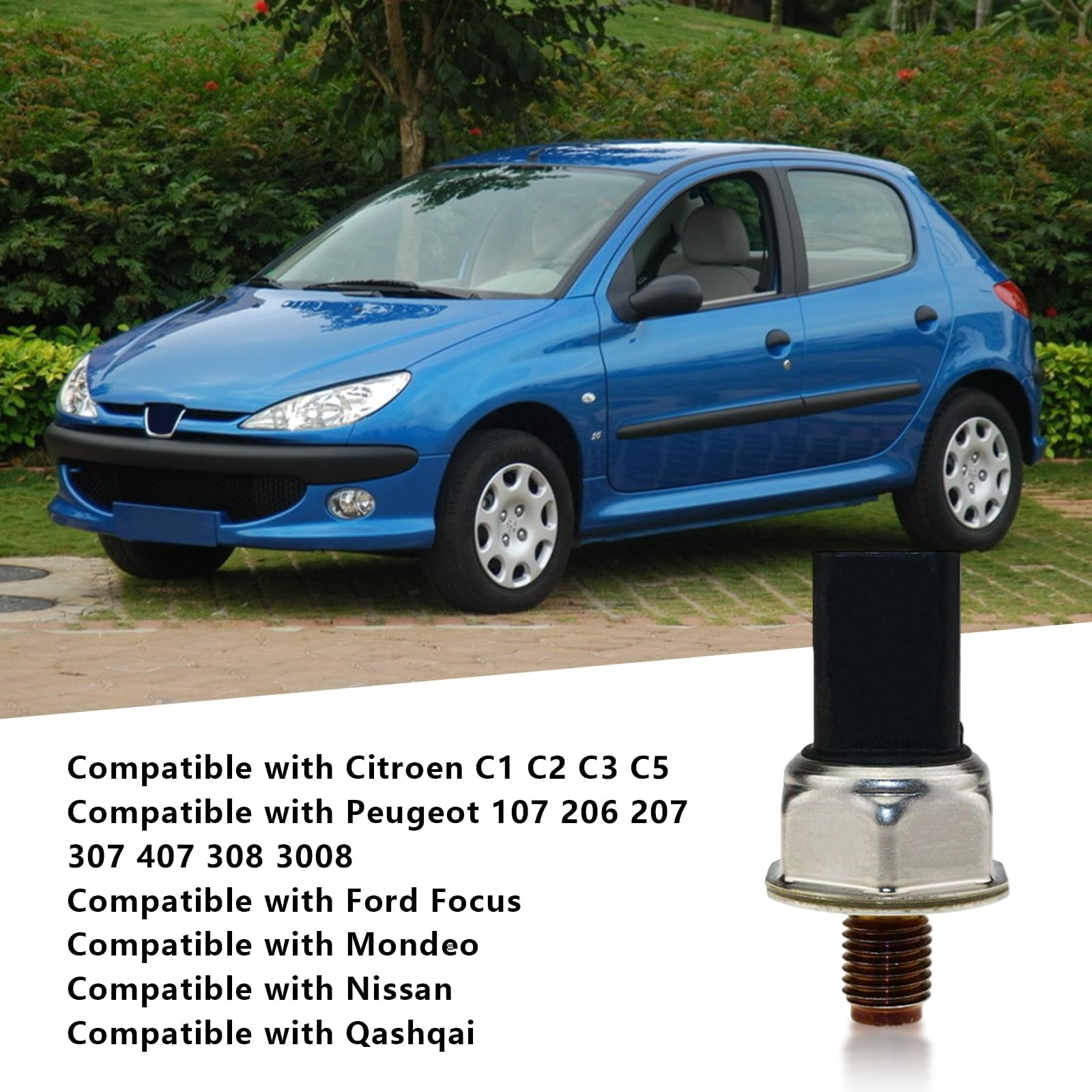 GVSS Capteur de Pression de Rail de Carburant 9658227880,Compatible avec Citroën C1 C2 C3 C4 C5 Peugeot 107 206 207 407 308 3008 Ford Focus Mondeo Nissan Qashqai,pour Moteurs HDi et TDCi