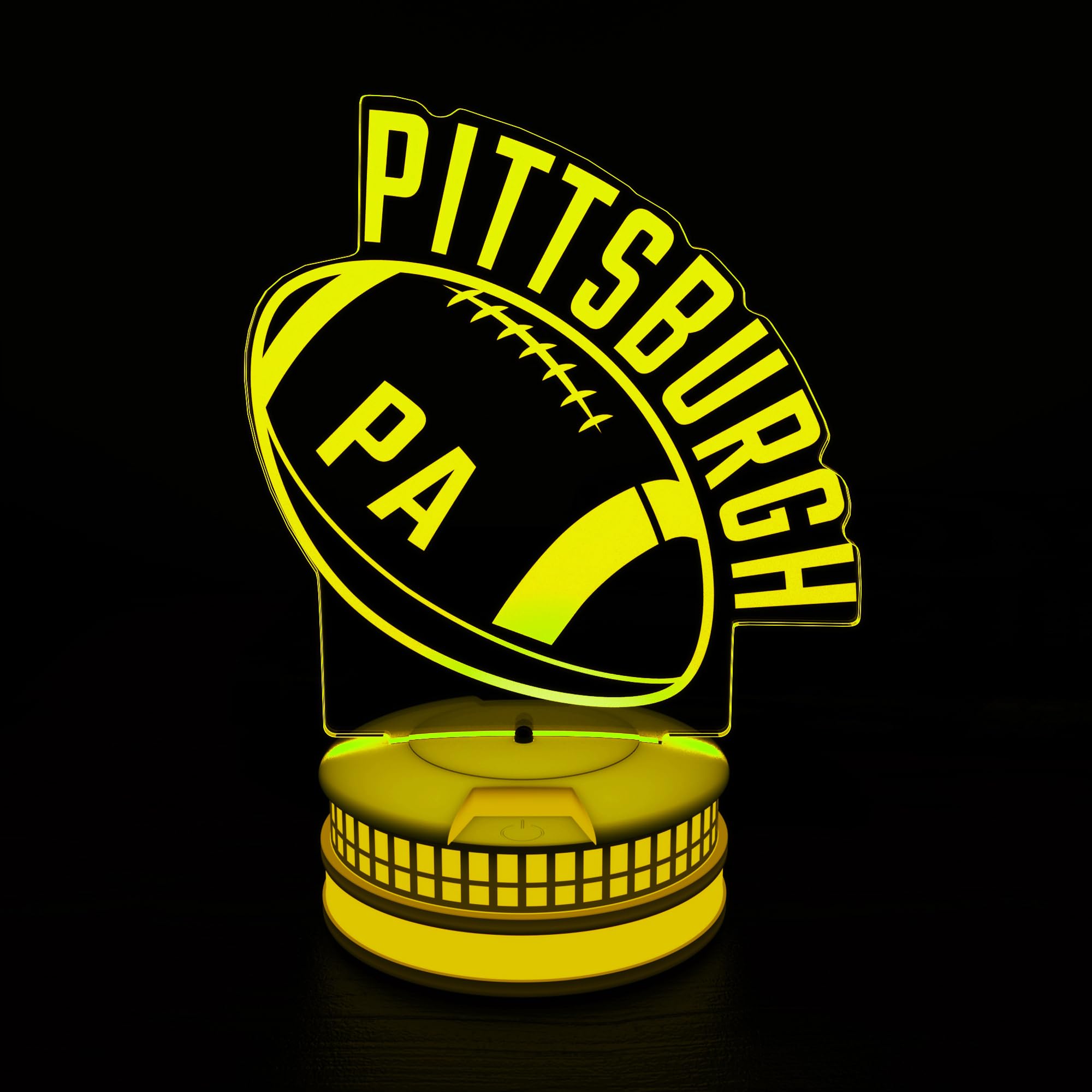 CLORURBANLIVE 3D Football Pittsburgh Night Light 3D Illusion Lamp with Remote Control 16 Color Options Sports Decor Lighting for Fans - Multicoloured OneSize