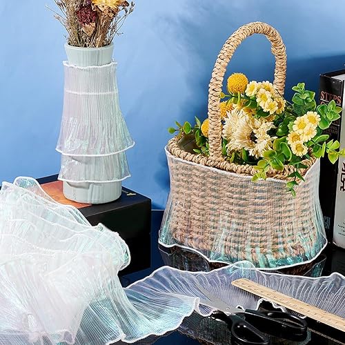 Miniatura 9 de PH PandaHall Tela de tul de organza de 7 yardas con volantes plisados de gasa para árbol de Navidad, vestido de boda, disfraz de Halloween, cosplay,