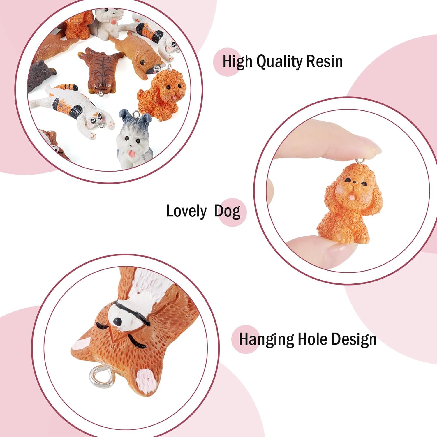 FASHEWELRY 16Pcs Resin Cartoon Dog Pendants Cute 3D Dog Puppy Animal Charms with Loop Lovely Animal Pet Necklace Pendant Hang Ornaments for DIY Necklace Keychain Jewelry Making - Image 6