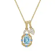MTMY Dainty Gold Necklace for Women, 14K Gold Plated Colorful CZ Pendant Necklace with Removable Charm Stackable Jewelry Gift