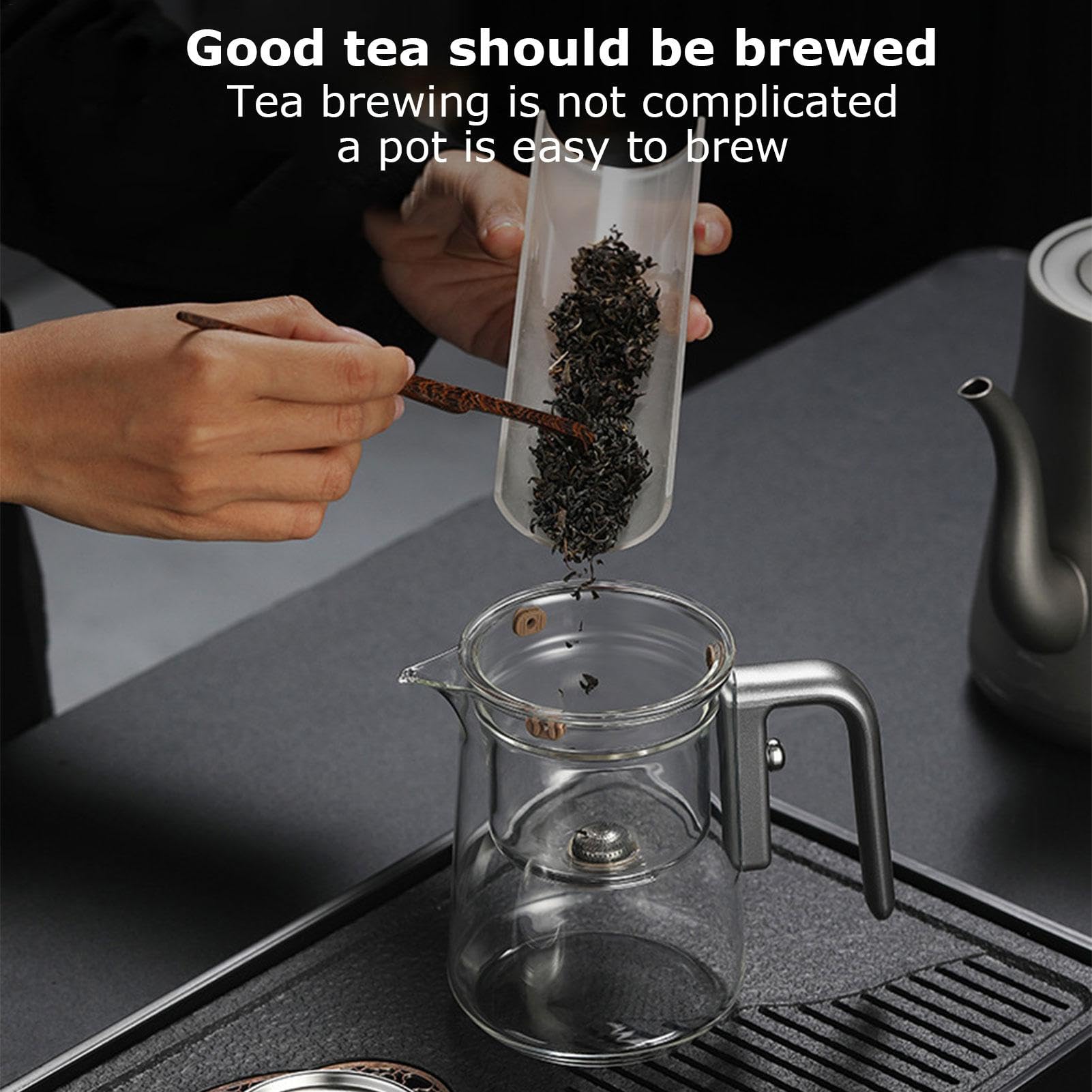 Tea Infuser Pot - Eleganter loser Tee mit herausnehmbarem Edelstahlfilter | Hitzebeständiger Glaswasserkocher für Kräutertee, Grün, Oolong und Schwarz