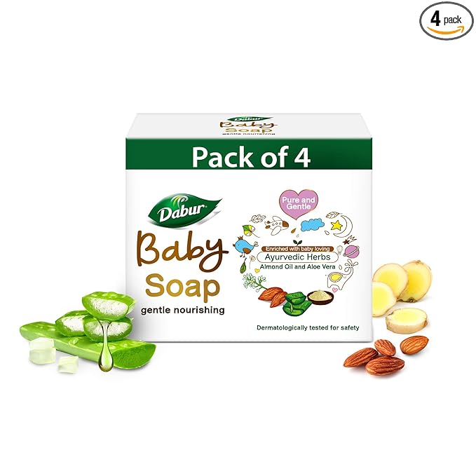 Dabur Baby Soap For Baby Sensitive Skin, Pack of 4 Dabur Baby Soap For Baby Sensitive Skin, Pack of 4