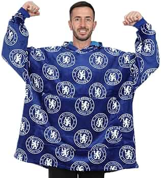 Chelsea F.C. Felpe con Cappuccio da Uomo, Felpa Zip Uomo con Tasche, Taglie M-3XL (Blu, 3XL