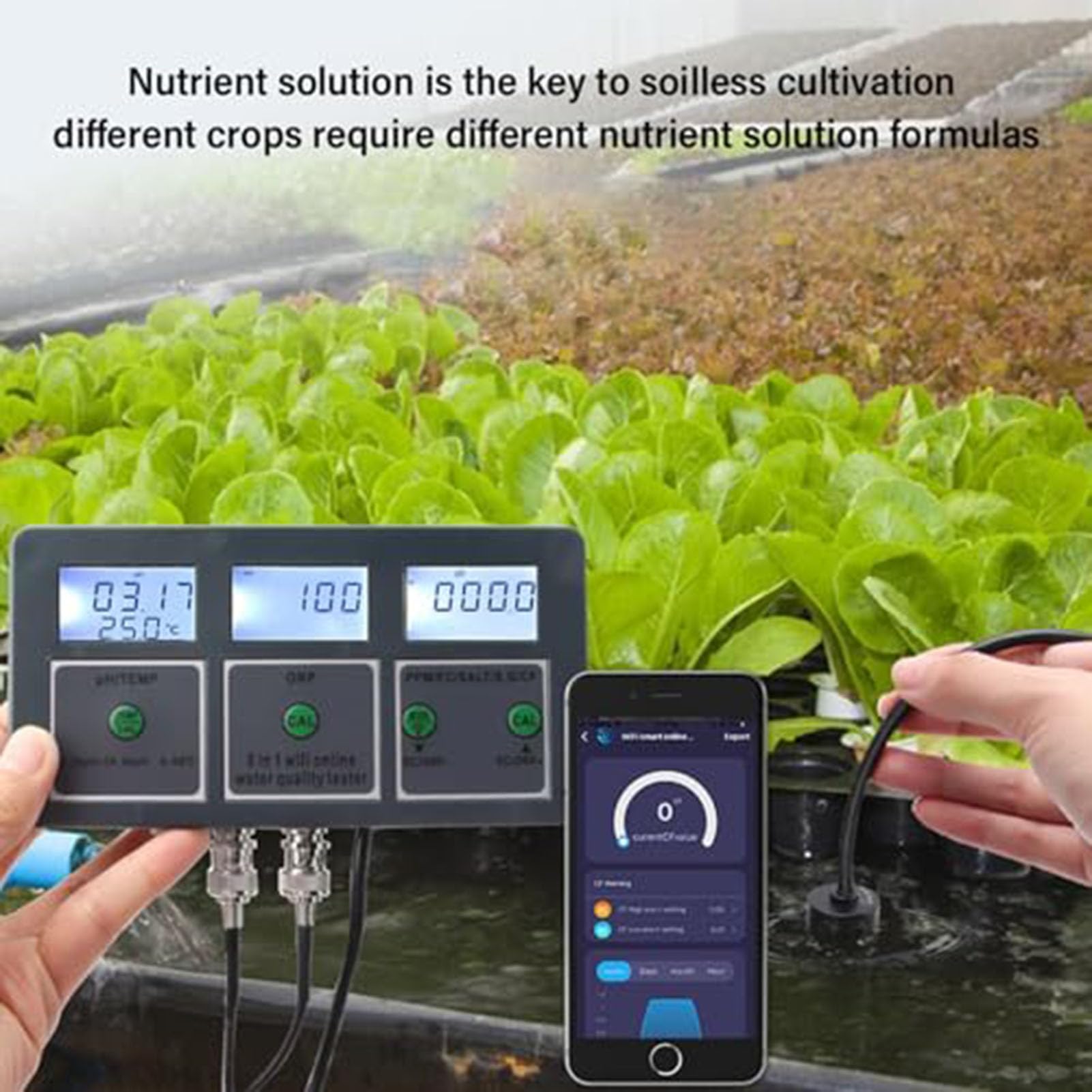 Smart Water Quality Tester, Temperatura TDS, Salinidad SG, Analizador EC ORP para Acuarios, Hidroponía de Piscina, Probador de Calidad del Agua del Acuario