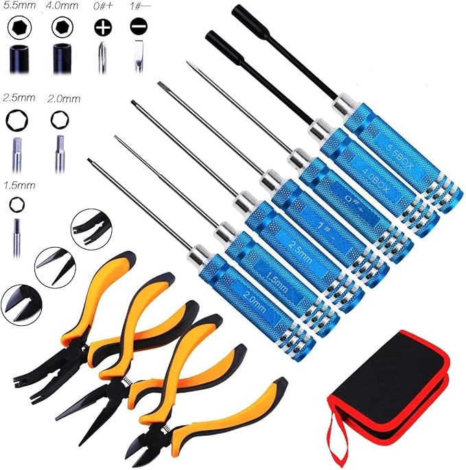 10 in 1 RC Tools Kits Hex Screwdrivers Pliers Tool Set Wrench Repair