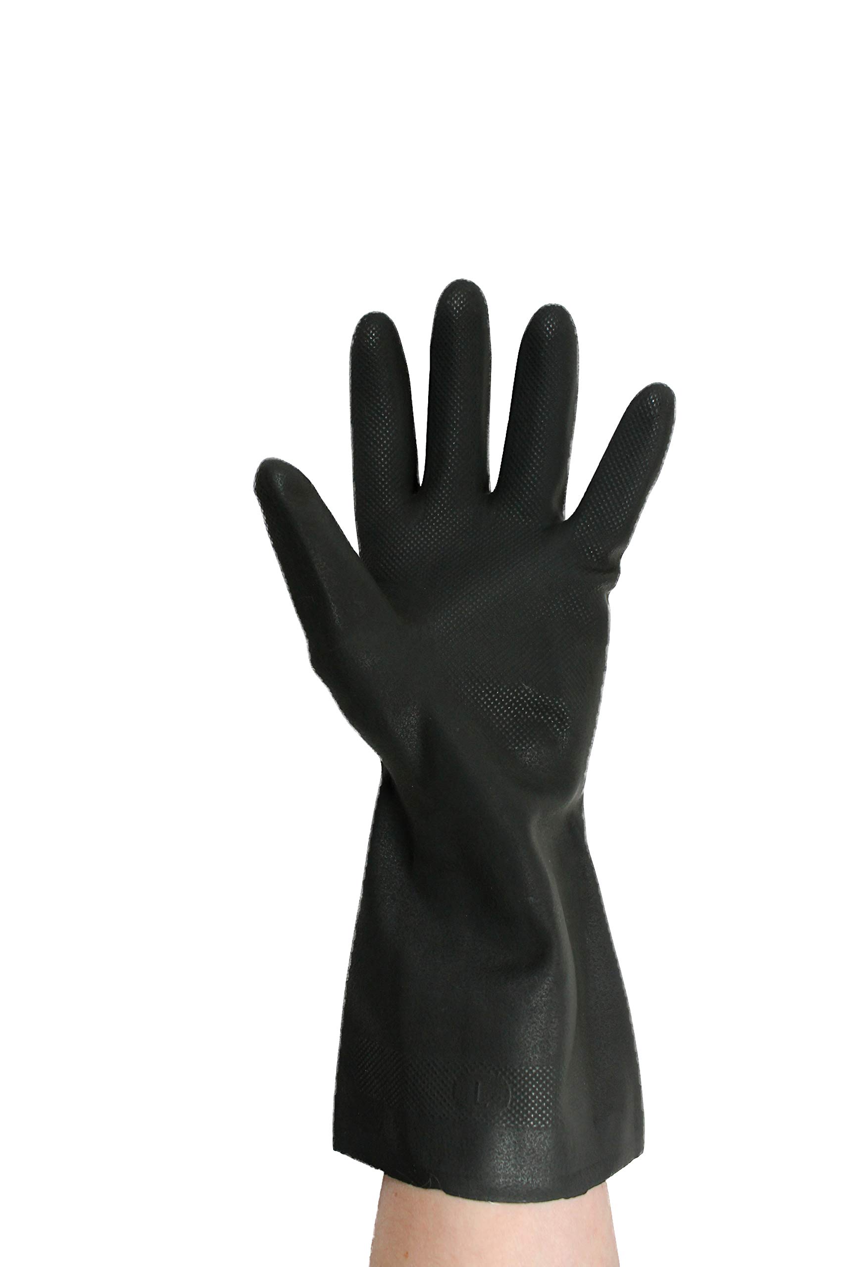 BMPOLYCO Pair Black Rubber Heavy Duty Gloves Small (Small, Black)