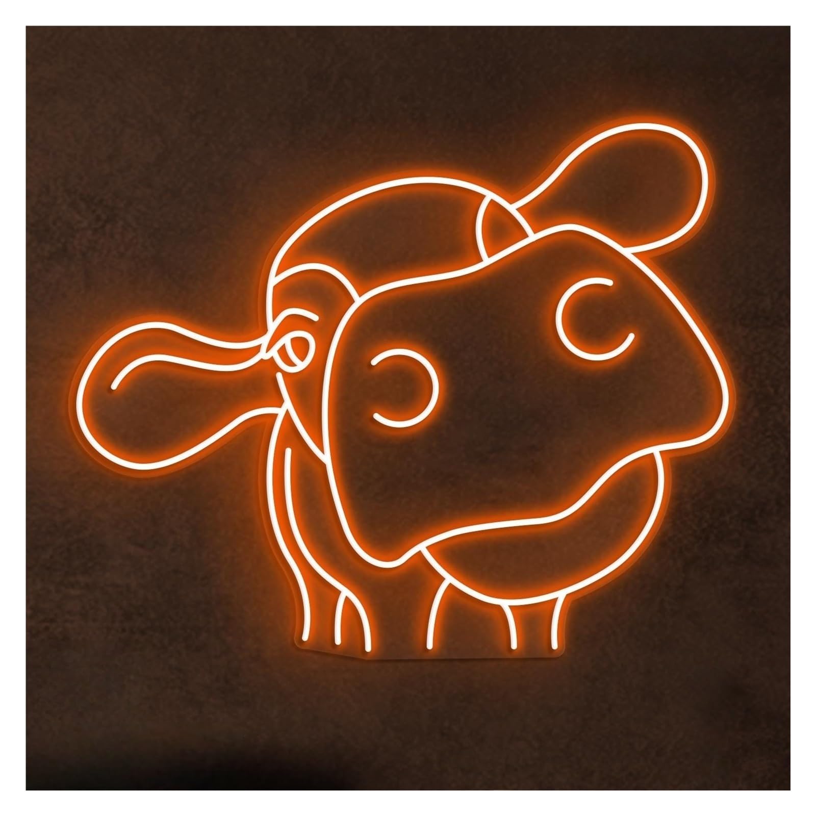 RONGCH Hanging Art Neon Signs Cow Head Neon Sign, Suitable for Farmhouse Home Decor with Brightness Adjustable 43cm(E)