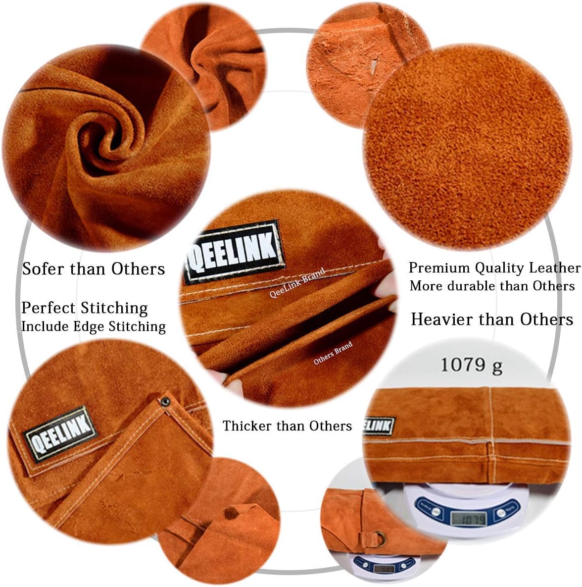 Leather Welding Apron with Welding Sleeves + Welding Hood - Heat & Flame Protection - Adustable M to XXXL for Men & Women image 3