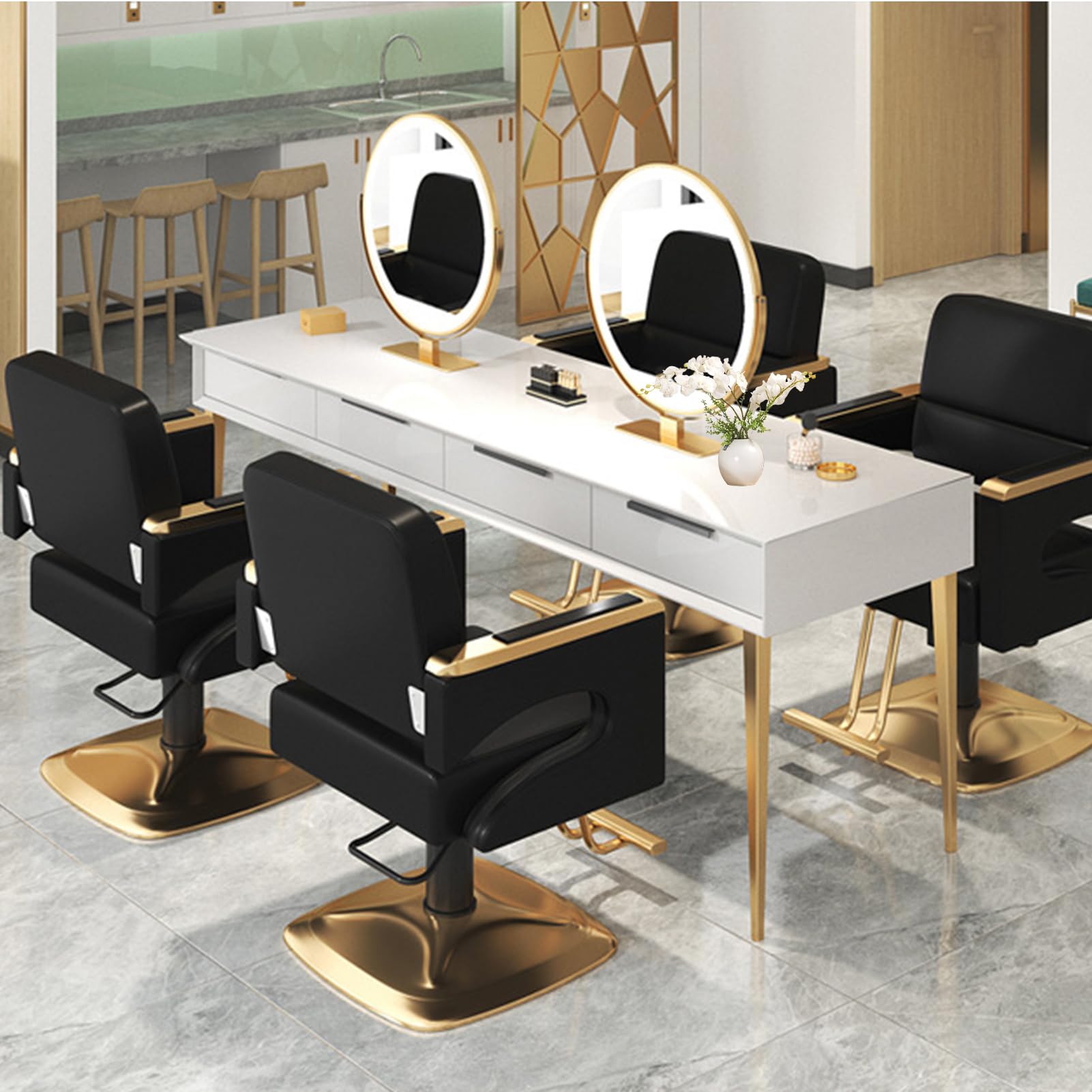Strapazierfähiger hydraulischer Friseurstuhl, höhenverstellbar, mit bequemer Rückenlehne, wasserdichtes Design für professionelle Haarstylisten