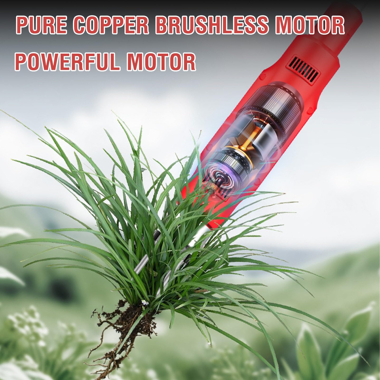 Unkrautstecher Akku Elektrische mit Bürstenloser Motor, Unkrautentferner mit DREI-Kiefer für effizientes Entfernen von Unkraut, Gartenwerkzeug, Einfache Unkrautentfernung, Kein Bücken