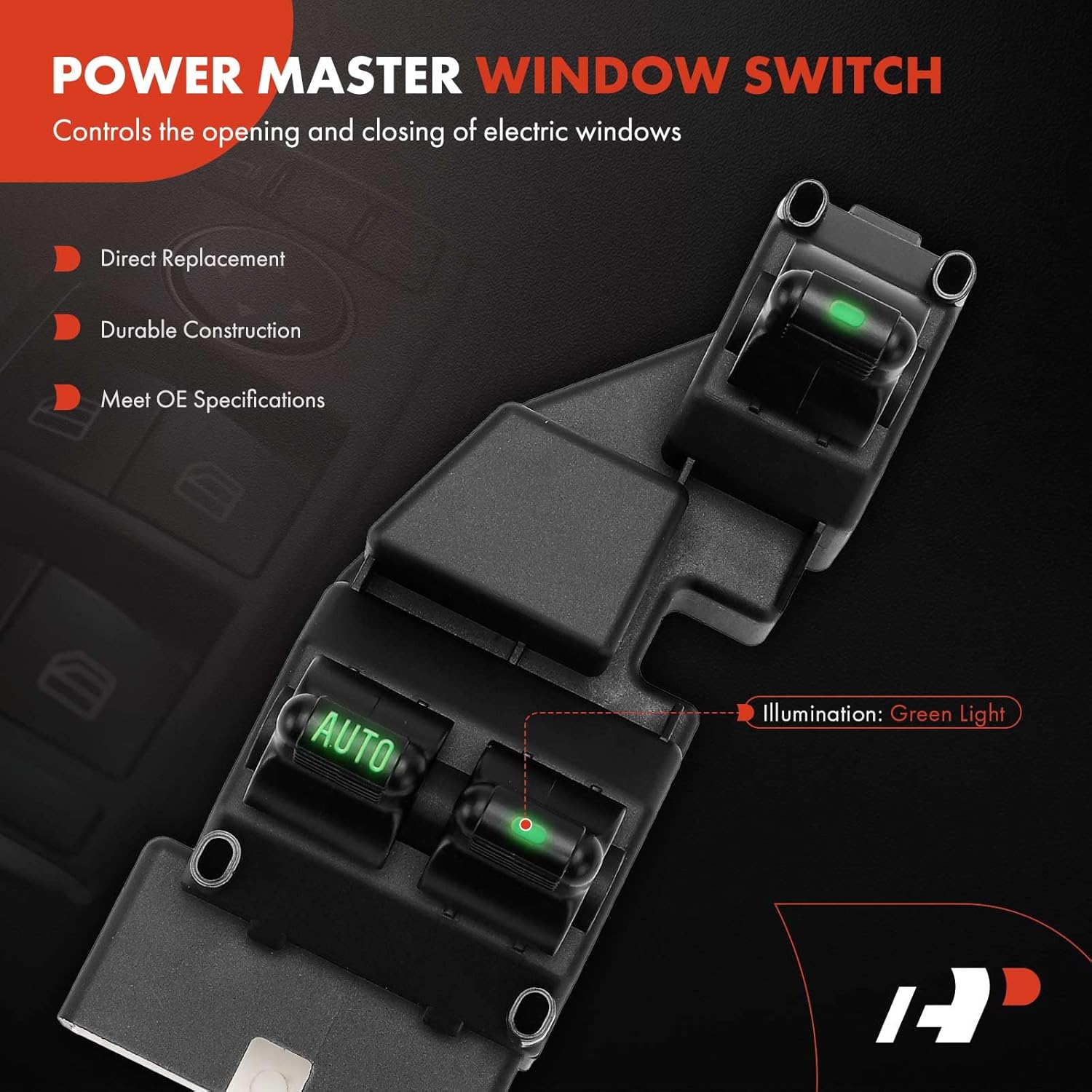 A-Premium Master Power Window Switch Compatible with Dodge Ram 1500 1999-2001, Ram 2500 3500 1999-2002, Dakota 1999-2000, fits 2-Door Only, Front Left Driver Side, Replace# 56021912AA