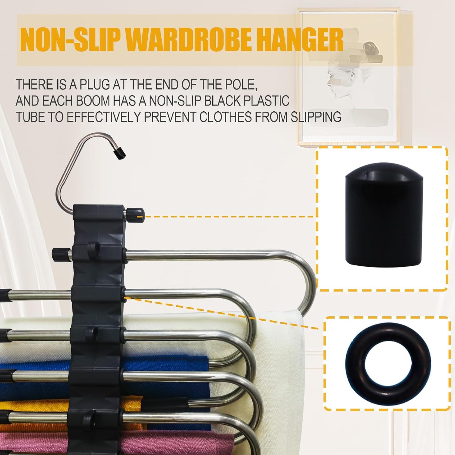 9Layer Pants Hanger Space Saving Heavy Duty Foldable Hangers Black