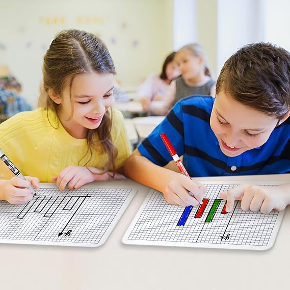 Grid Whiteboard 9x12 Graph Board 2 PK Dry Erase Board for Students & Kids