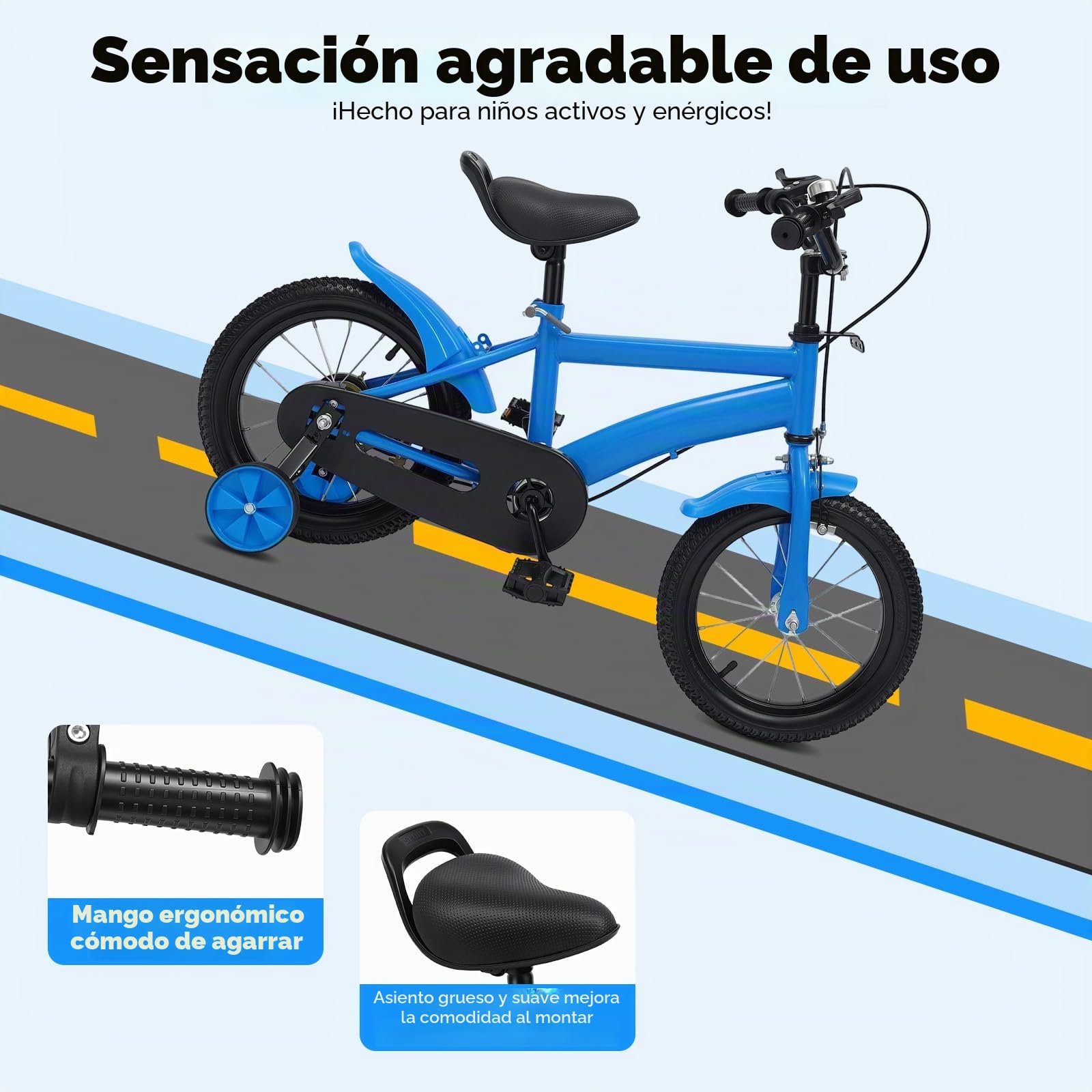 Bicicleta infantil de 14 pulgadas para niños y niñas, aleación de acero al carbono, con ruedas estabilizadoras para ajustar la altura, bicicleta para niños a partir de 3-6 años, vehículos de