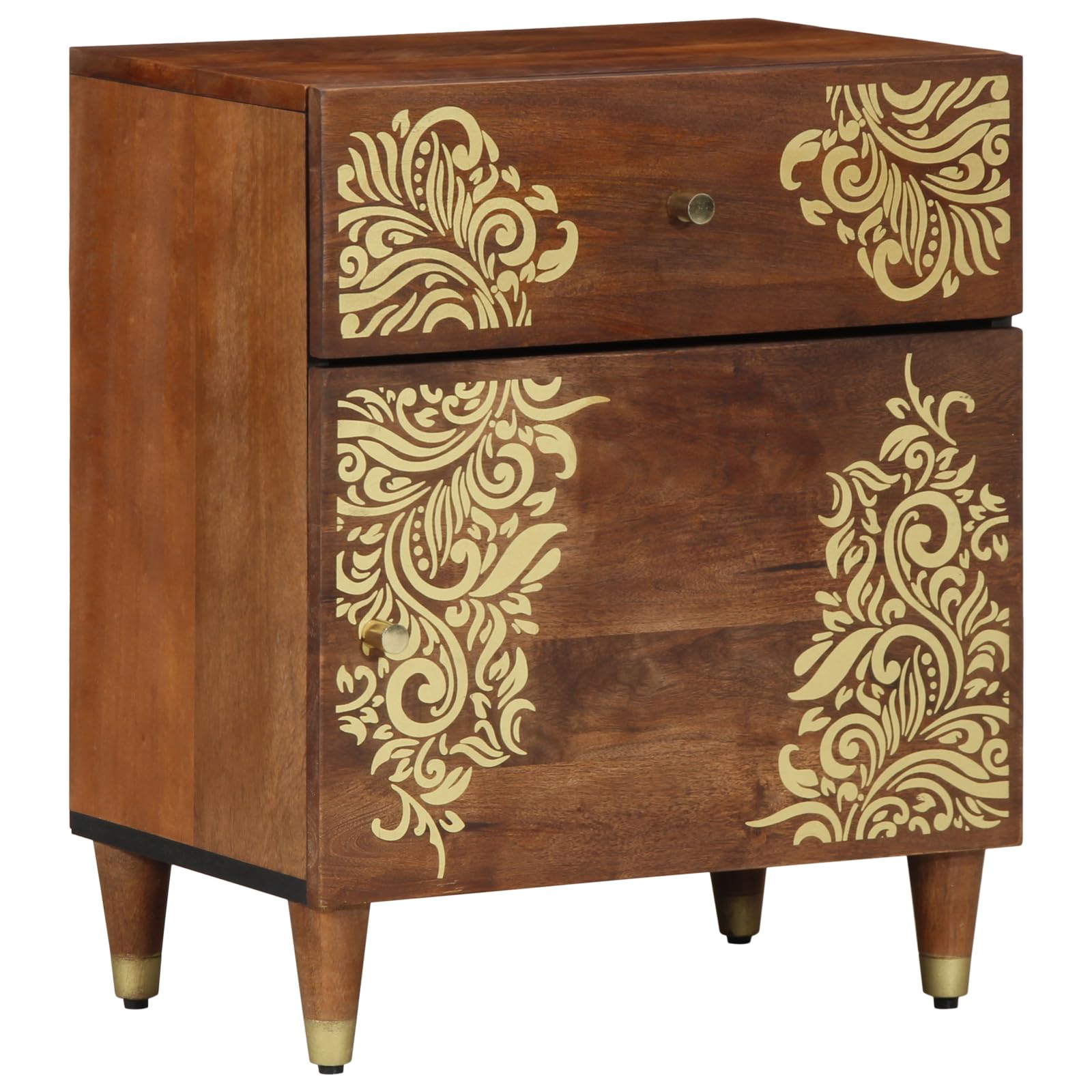 Table de chevet en bois massif marron miel pour réchauffer votre chambre