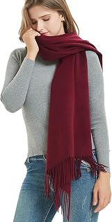 Novawo 95% Wool Scarf for Women & Unisex - Soft Warm Winter Wrap with Tassel Ends, Elegant & Versatile