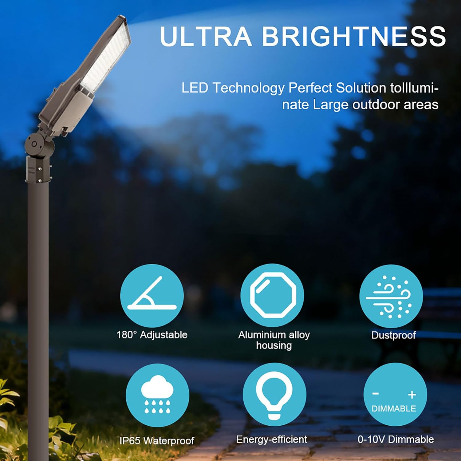 150W LED Shoebox Light, 21000LM 5000K Daylight LED Parking Lot Light, Outdoor Dimmable Commercial Area Floodlight, 120-277V IP65 Waterproof Street Lights Fixture for Stadium Sport Garage