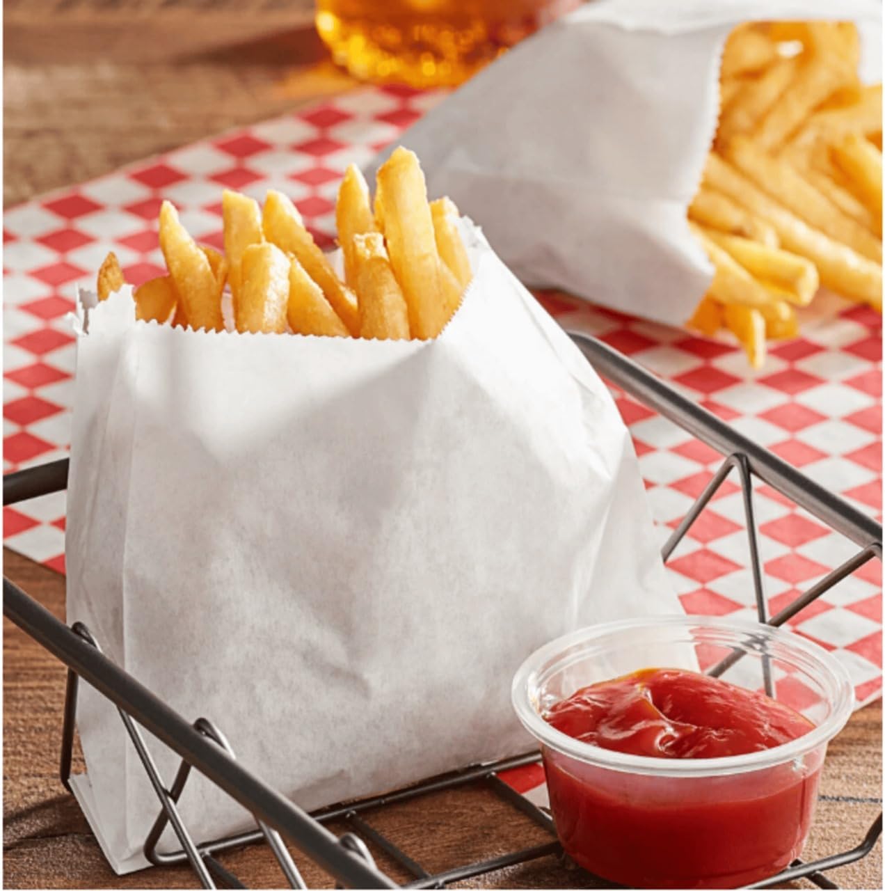 Large French Fry Bags 5.5" x 4.5" – 2000/Case | Grease Resistant Paper Snack Bags | Disposable Food Bags for Fries, Nuggets & Snacks