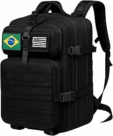 Mochila Reforçada Grande 50 Litros Masculina Feminina para Trabalho, Viagem, Trilha ou EDC Preto - Lene