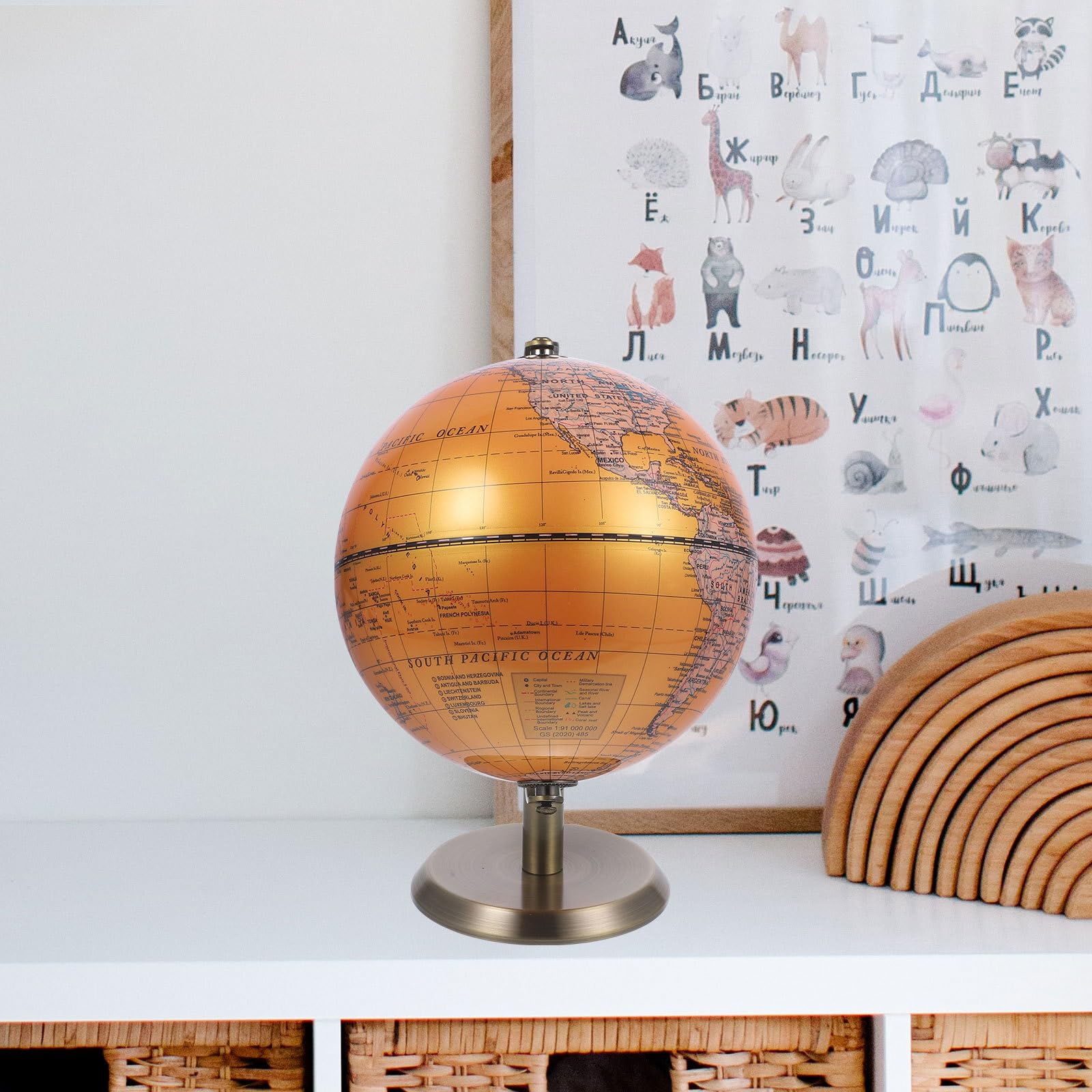 Globo Terráqueo Giratorio Decorativo para Hogar y Aula, ABS Aleación