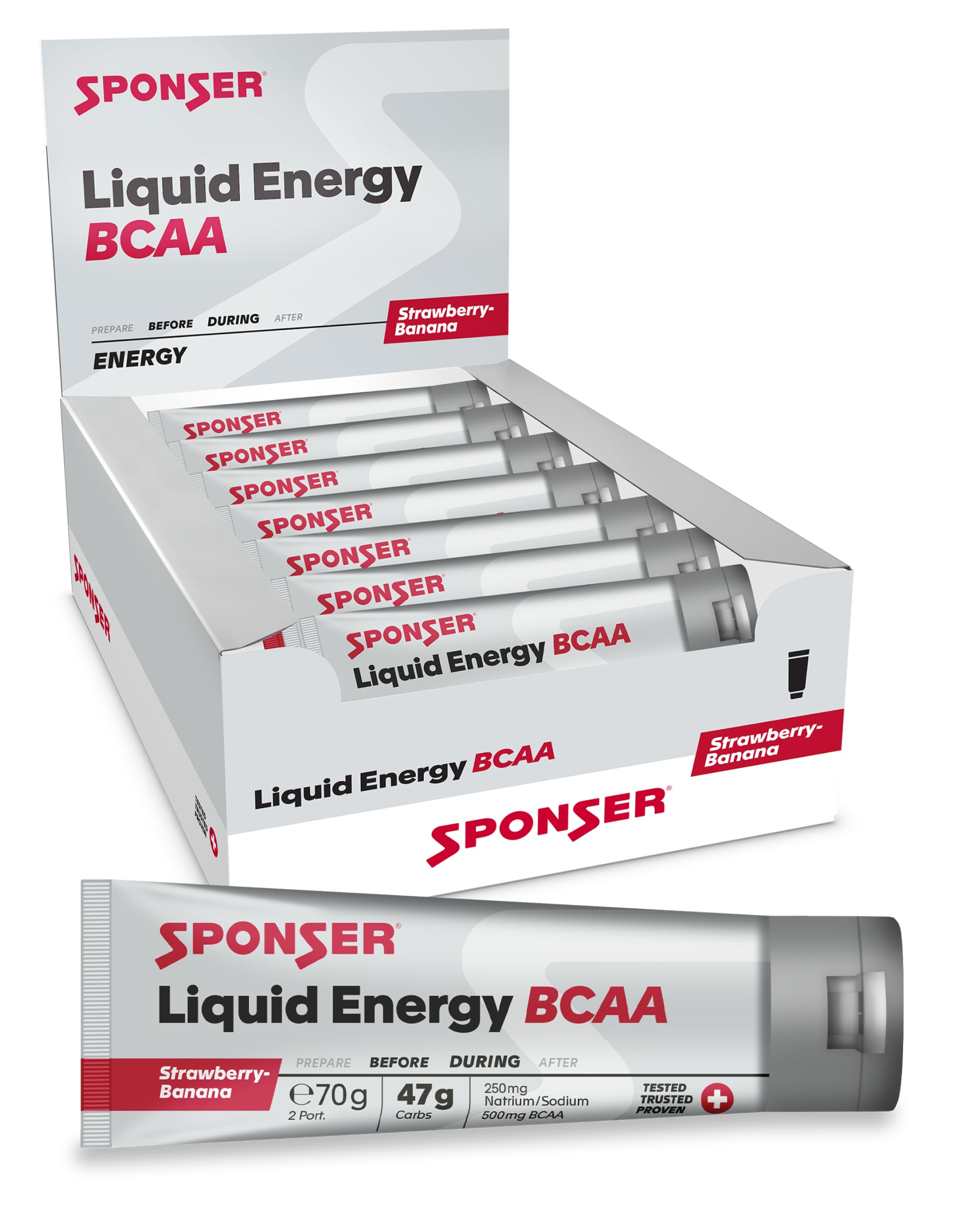 SPONSER Liquid Energy BCAA - Kohlenhydrat-Gel mit Aminosäuren - Strawberry-Banana