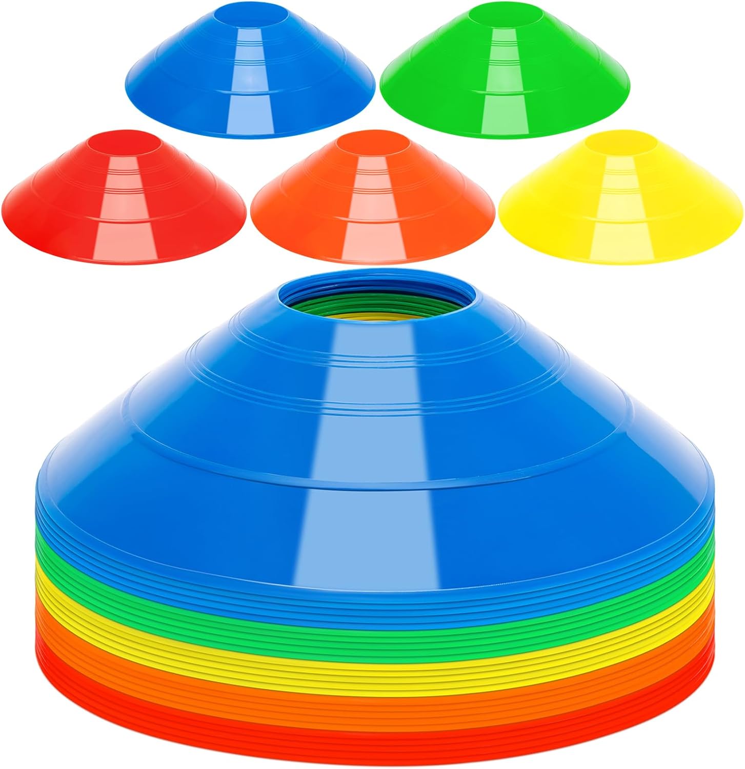 25 Pcs Pro Disc Cones – Training Cones Agility Soccer Cones with Carry Bag for Training, Soccer, Football, Basketball,Kids and Other Sports and Games(5 Colors)