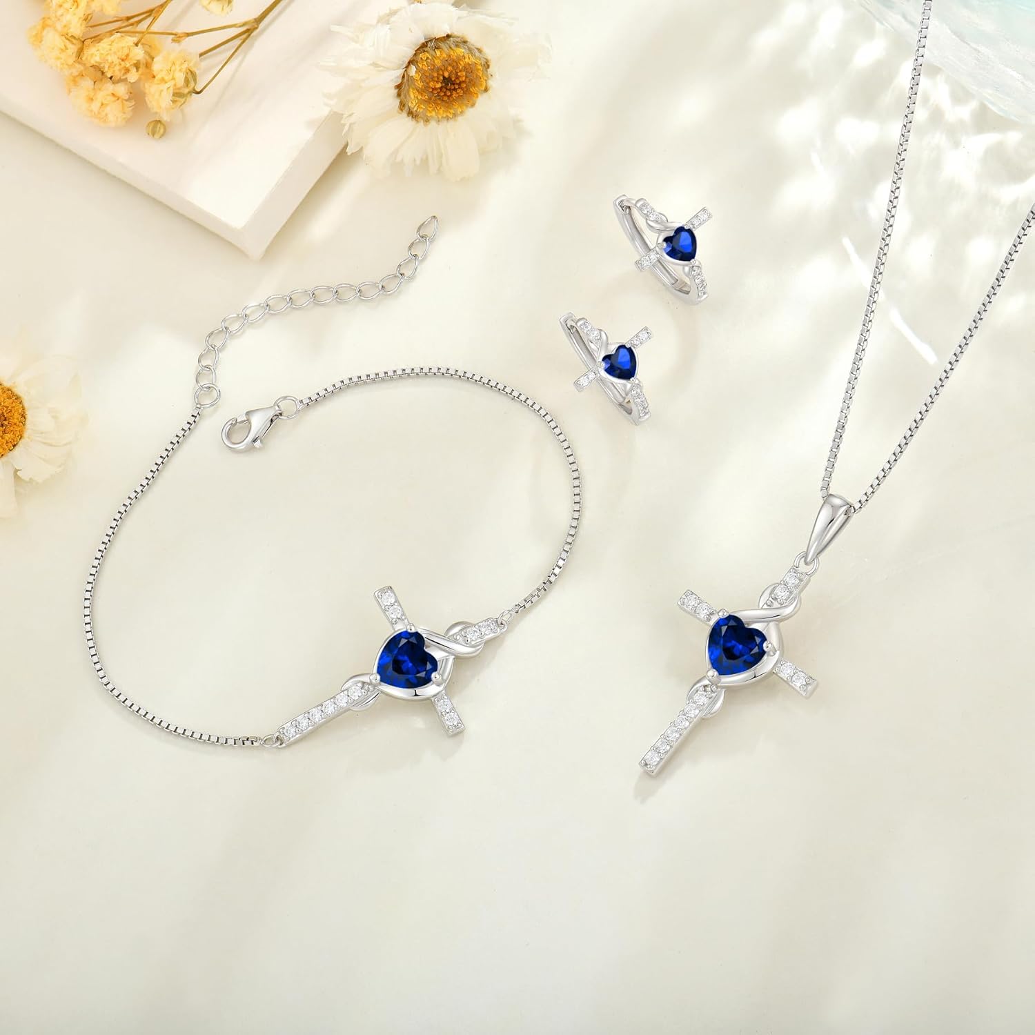 Infinity Cross Necklace 925 Sterling Silver Crucifix Christian Religious Pendant Birthstone Jewelry Gifts for Women - Image 5