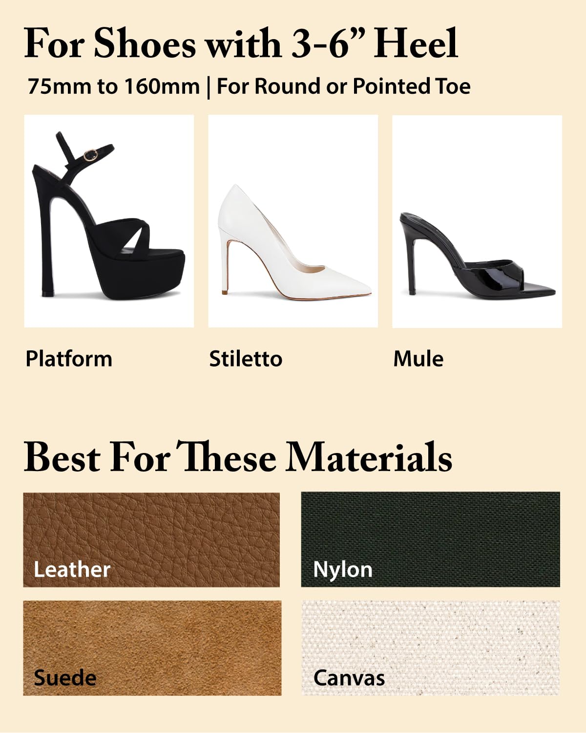 FootFitter Damen Premium Einweg-Schuhspanner für 7,6 cm bis 15,2 cm Absätze/Pumps – dehnbar, lockert und breitert