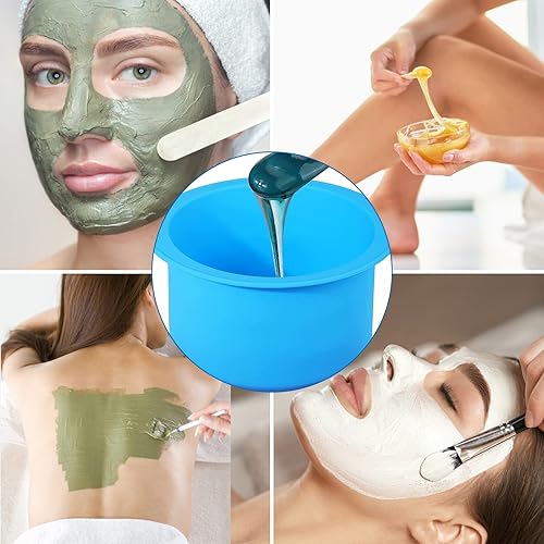 Miniatura 7 de 2 piezas de forro calentador de cera de silicona, reutilización de revestimiento de cera con 2 espátulas, fácil de limpiar olla de cera