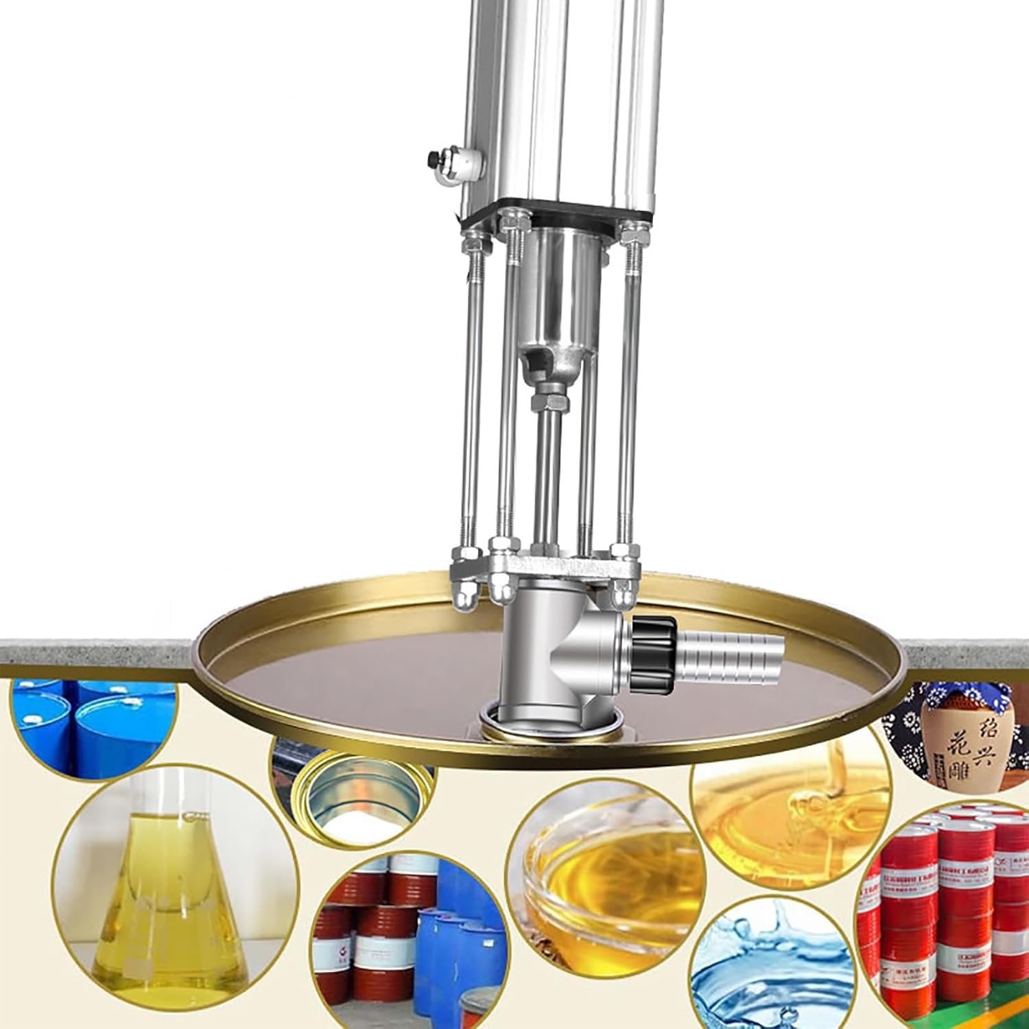 Bomba química neumática – Bomba de pistón de acero inoxidable para líquidos viscosos de alta temperatura, caudal: 10 l/min, presión de trabajo: 0,8 MPa, diámetro de salida: 25/32 mm