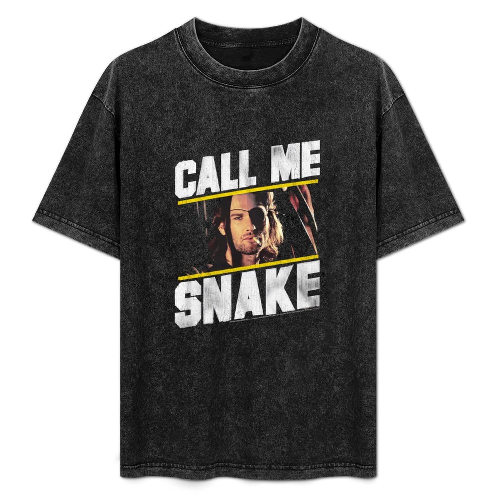 SATURNin&pd T-Shirt Unisex Retro Call Me Snake Cotton Round Neck Black XXL