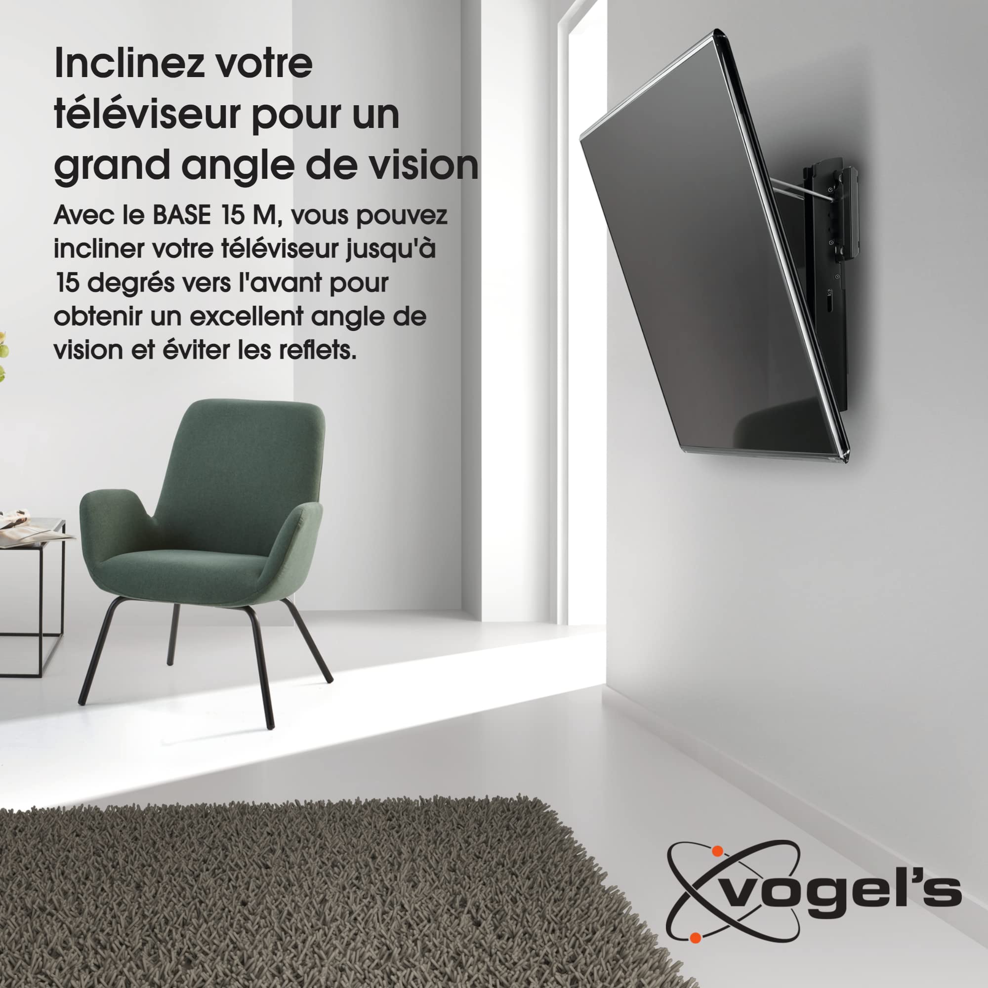 Vogel's BASE 15 M, Supporto da Parete per TV da 32-55 Pollici, Inclinabile, Max 30 kg e fino a VESA 400x400