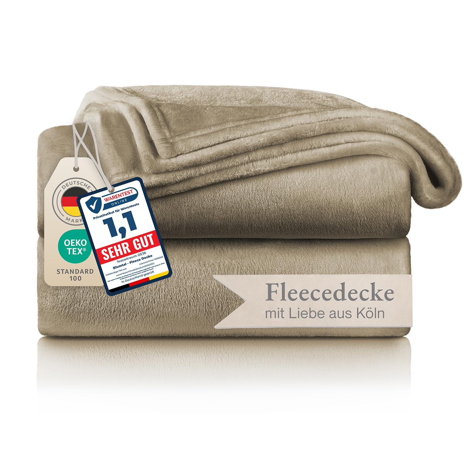 Blumtal Kuscheldecke flauschig - Oeko-TEX zertifizierte Fleecedecke 270x230 cm - Wohndecke 270x230 cm - Taupe Decke - Wohn- & Kuscheldecke/Microfaser Decke Taupe