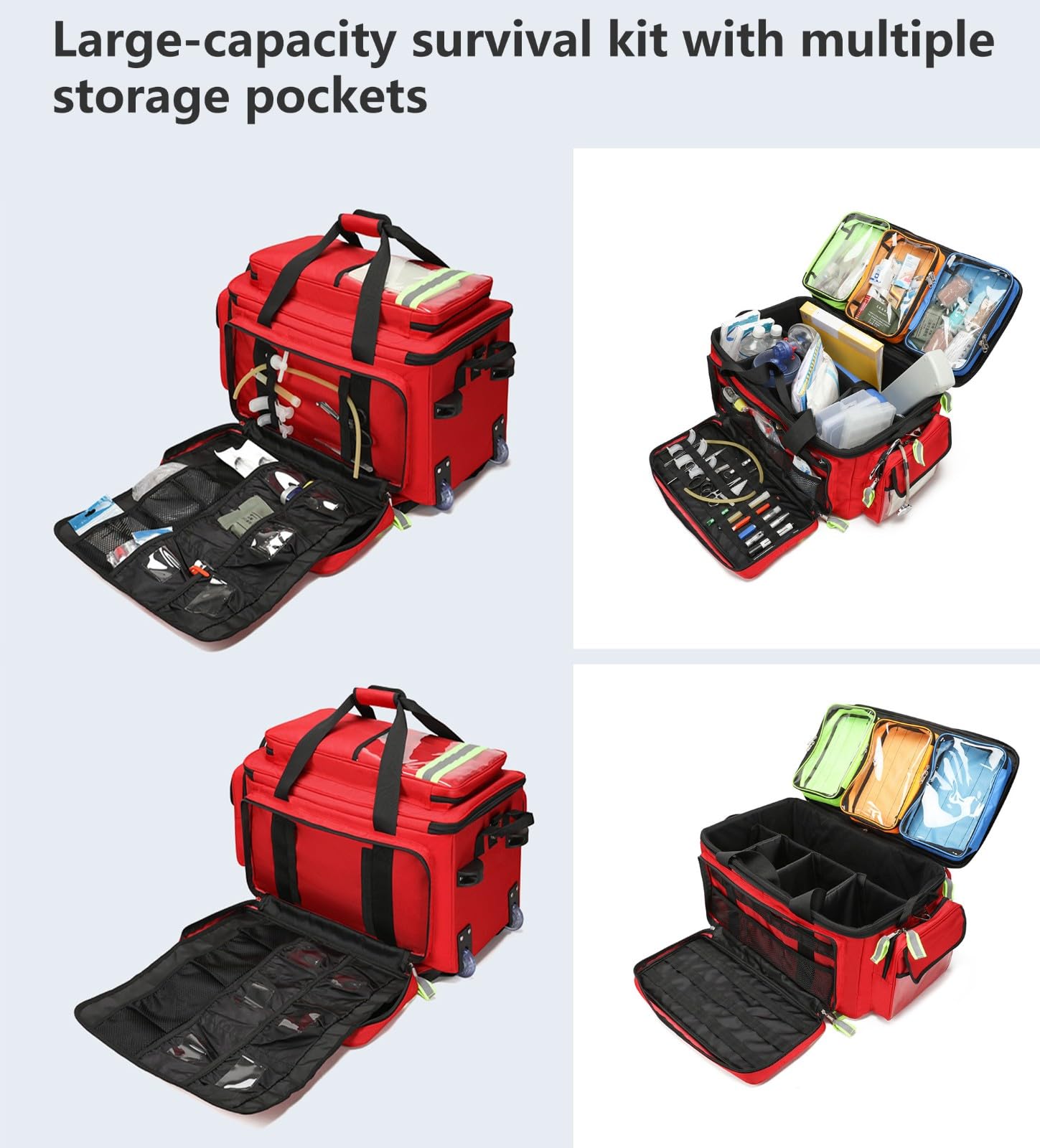 Botiquín De Rescate De Emergencia,Caja Médica con Carro,Botiquín De Primeros Auxilios Profesional, Tela Oxford Impermeable, Bolsa De Suministros Médicos, para Senderismo,Viaje,Campamento A