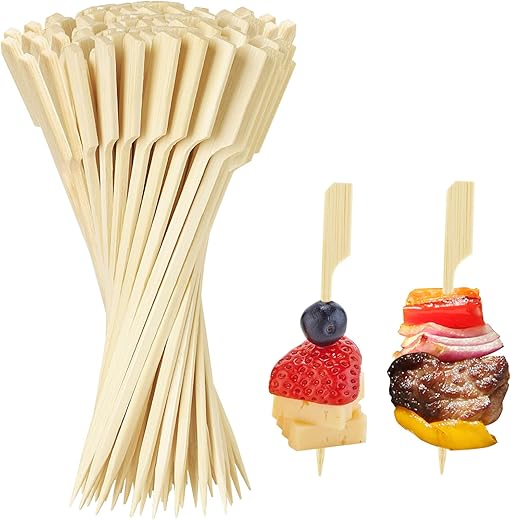 100 Pieces Snack Skewers, 3.5 Inch Cocktail Skewers for Snacks, Bamboo, Cheese, Grapes, Bamboo Wood Chopsticks for Cocktails, Snacks, Sandwich, BBQ