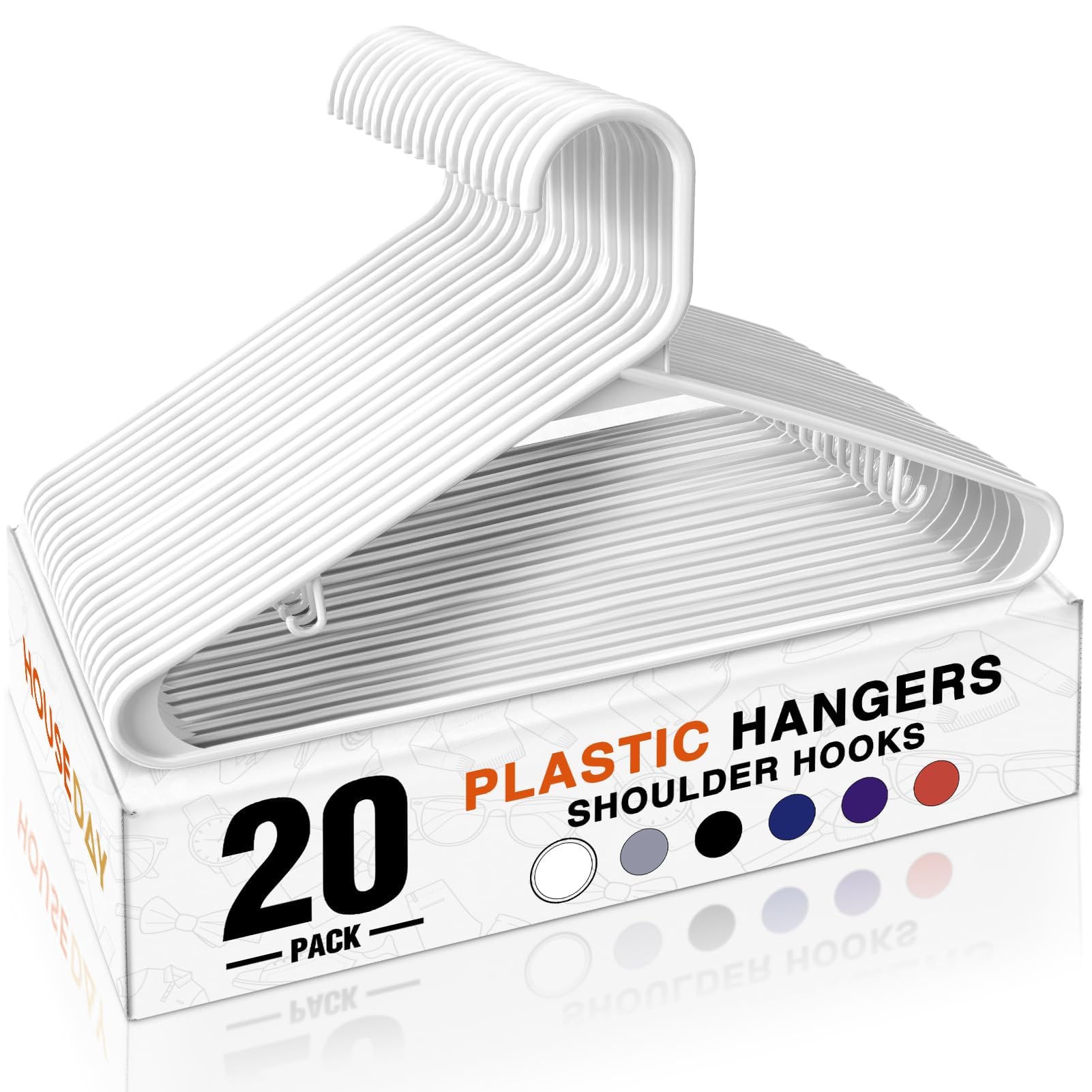 Photo 1 of HOUSE DAY White Plastic Clothes Hangers - 20 Pack