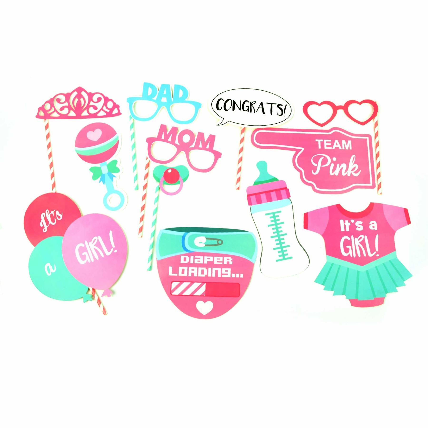 Baby Shower Its A Girl Photo Booth Props Pink Birthday Decorations Games Photo Selfie Gifts Party Decorations Accessories